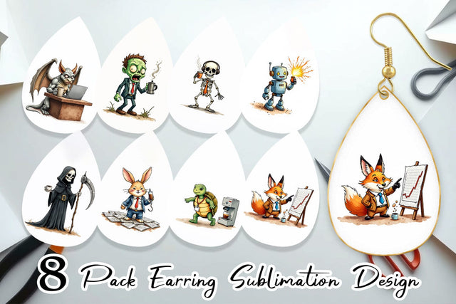 Earring Monday Morning Zombies Office Coffee Humor Sublimation artnoy 