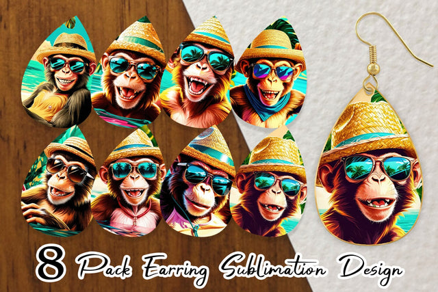 Earring Monkey in Summer Sublimation artnoy 