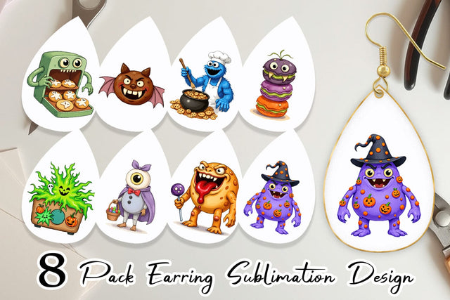 Earring Monster Halloween Bakery Sublimation artnoy 