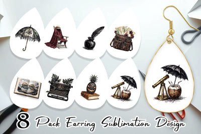 Earring Moody Dark Academia Beach Read Sublimation artnoy 