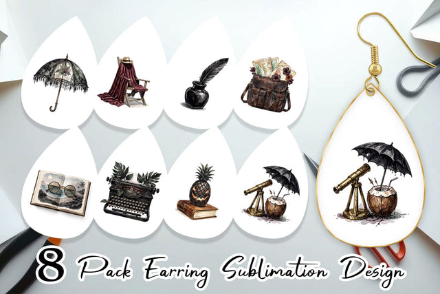 Earring Moody Dark Academia Beach Read Sublimation artnoy 