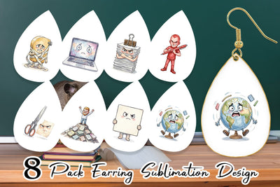 Earring Moody Desk Mascot Teacher Watercolor Sublimation artnoy 