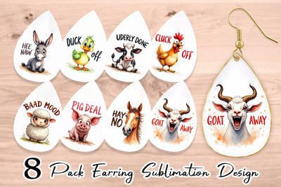 Earring Moody Farm Animal Watercolor Quotes Sublimation artnoy 