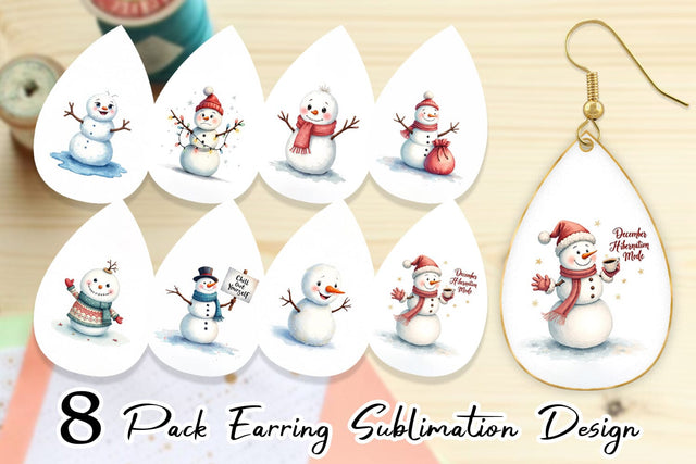 Earring Moody Snowmen Sublimation artnoy 