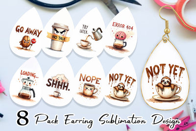 Earring Morning Grump Coffee Sarcastic Quotes Sublimation artnoy 
