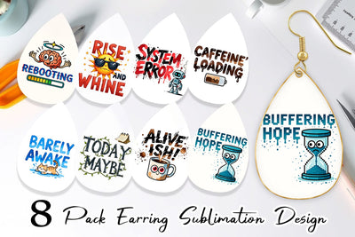 Earring Morning Resurrection Caffeinated Chaos Quotes Sublimation artnoy 