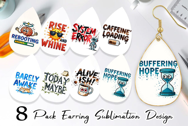 Earring Morning Resurrection Caffeinated Chaos Quotes Sublimation artnoy 