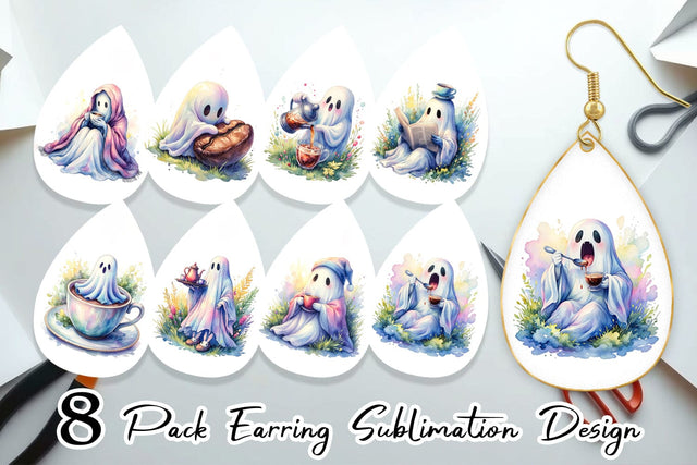 Earring Morning Routine Coffee Ghost Sublimation artnoy 