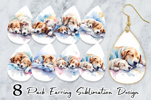 Earring Mother Day Dog Sleeping Sublimation artnoy 