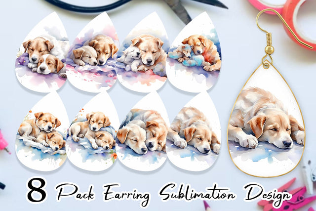 Earring Mother Day Dog Sleeping Sublimation artnoy 