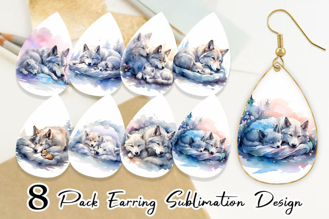 Earring Mother Day Wolf Sleeping Sublimation artnoy 