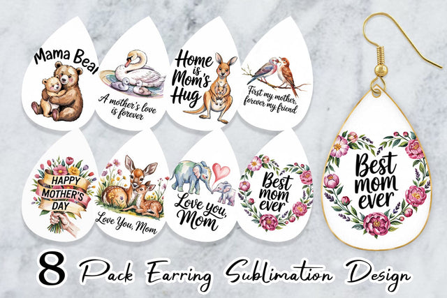 Earring Mother’s Day Animal Sublimation artnoy 