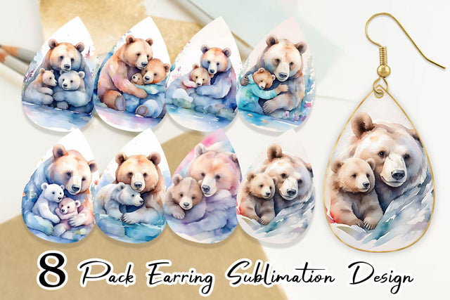 Earring Mothers Day Bear Sublimation artnoy 