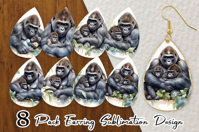 Earring Mothers Day Gorilla Sublimation artnoy 