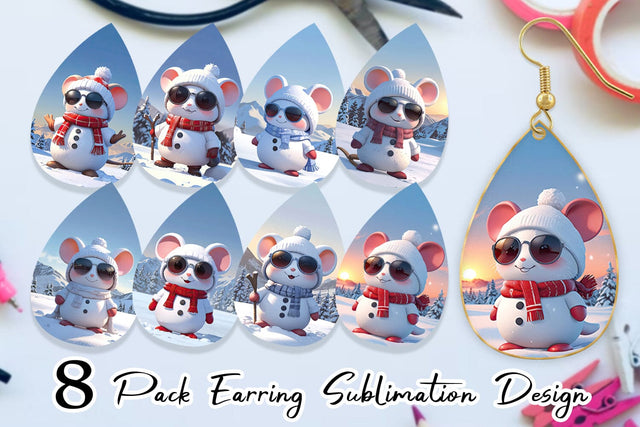 Earring Mouse Christmas Sublimation artnoy 