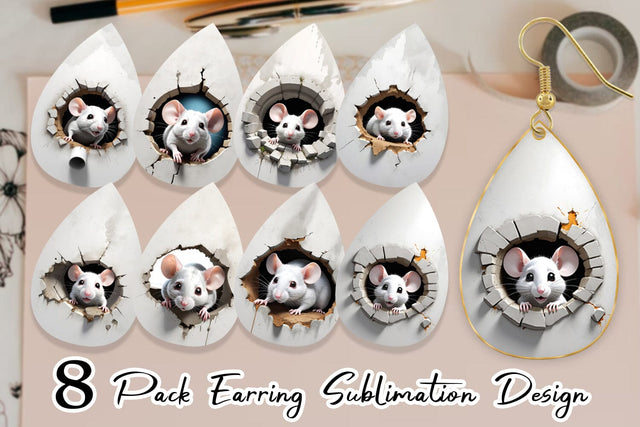Earring Mouse in Wall Sublimation artnoy 