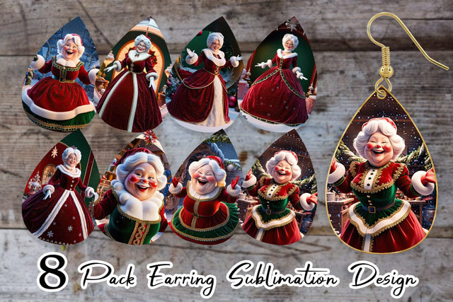 Earring Mrs. Santa Claus Sublimation artnoy 