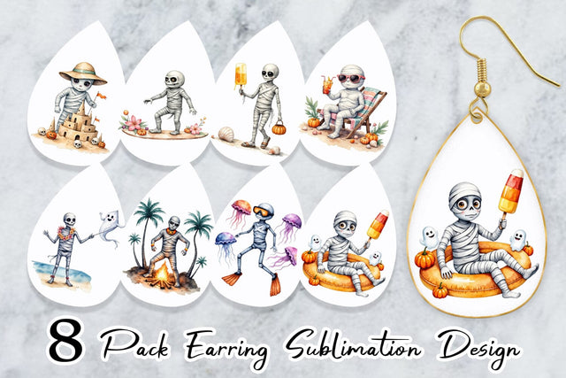 Earring Mummy Beach Holiday Sublimation artnoy 