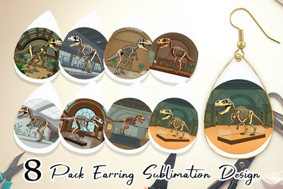 Earring Museum Dino Skeleton Sublimation artnoy 