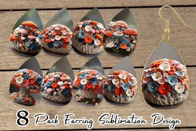 Earring Mushromm Embroidery Sublimation artnoy 
