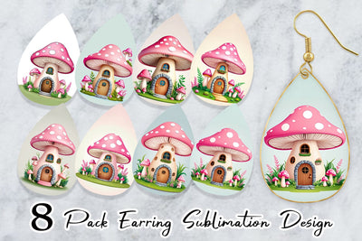 Earring Mushroom House Sublimation artnoy 