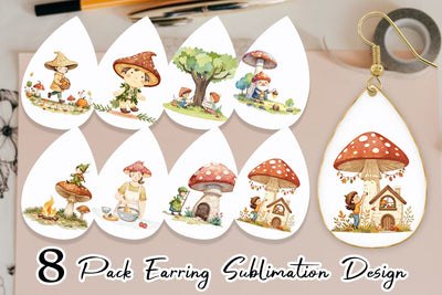 Earring Mushroom Village Friends Sublimation artnoy 