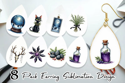 Earring Mystical Macabre Yule Watercolor Sublimation artnoy 