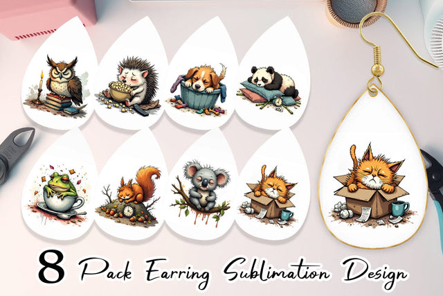 Earring Nap Chaos Critters Sublimation artnoy 