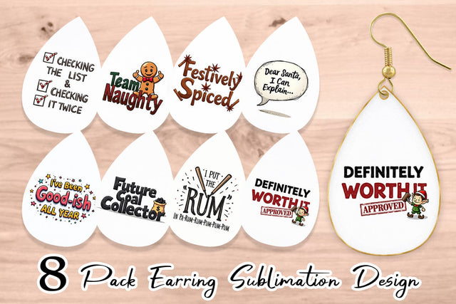 Earring Naughty List Funny Christmas Sublimation artnoy 