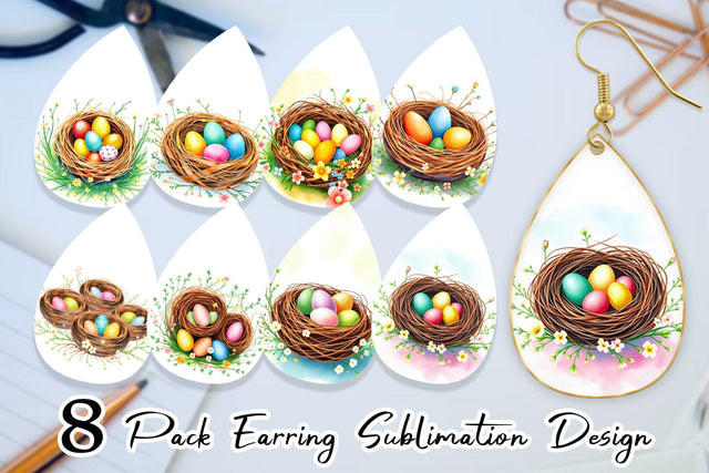 Earring Nests with Eggs Sublimation artnoy 