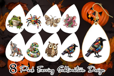 Earring Nocturnal Animal Patchwork Fabric Art Sublimation artnoy 