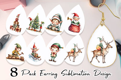 Earring North Pole Elves Sublimation artnoy 