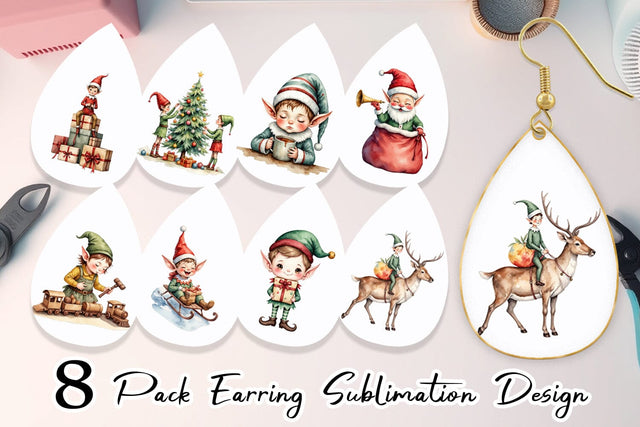 Earring North Pole Elves Sublimation artnoy 