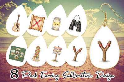 Earring Nostalgic Camp Souvenir Watercolor Sublimation artnoy 