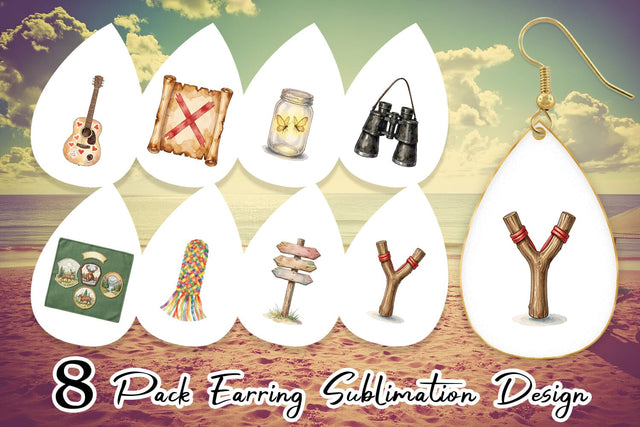 Earring Nostalgic Camp Souvenir Watercolor Sublimation artnoy 