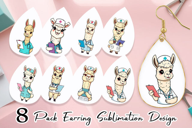 Earring Nurse Alpaca Sublimation artnoy 