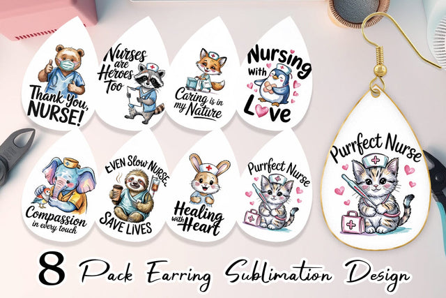 Earring Nurse Animal Sublimation artnoy 