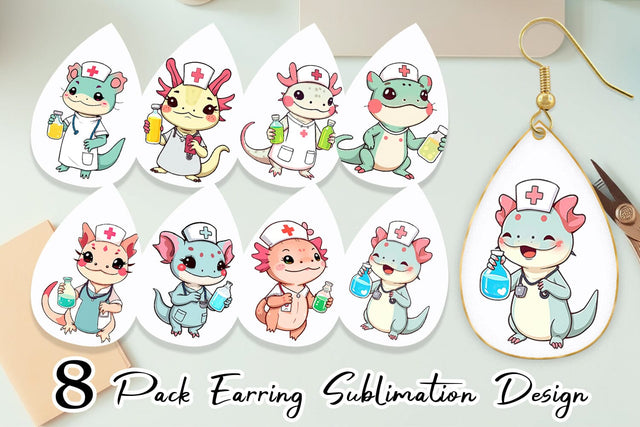 Earring Nurse Axolotl Sublimation artnoy 