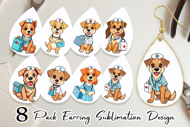 Earring Nurse Dog Sublimation artnoy 