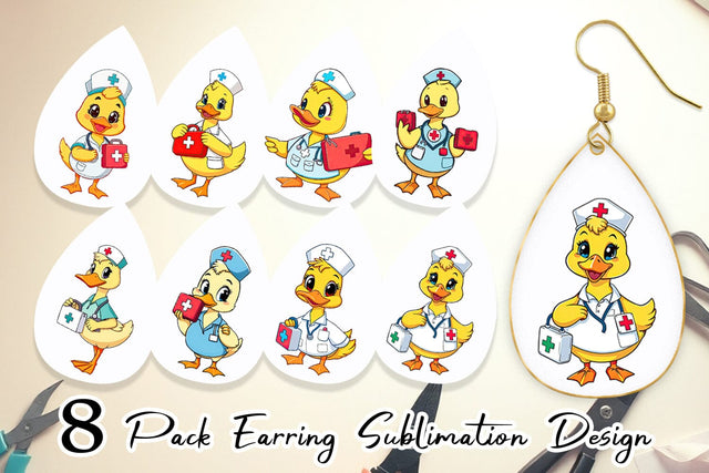 Earring Nurse Duck Sublimation artnoy 