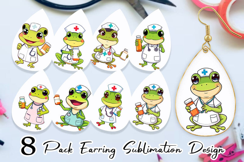 Earring Nurse Frog Sublimation artnoy 