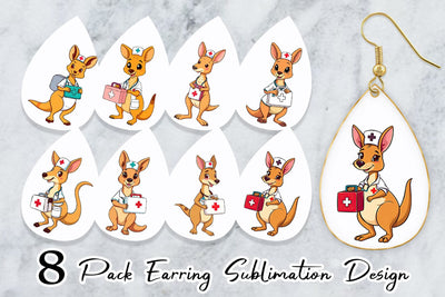 Earring Nurse Kangaroo Sublimation artnoy 