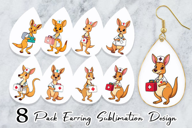 Earring Nurse Kangaroo Sublimation artnoy 