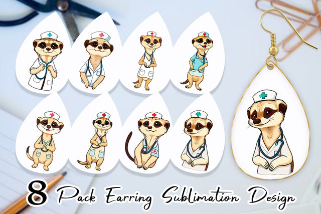 Earring Nurse Meerkat Sublimation artnoy 