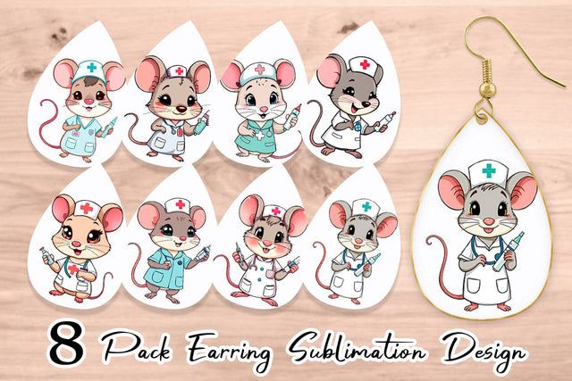 Earring Nurse Mouse Sublimation artnoy 