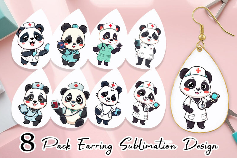 Earring Nurse Panda Sublimation artnoy 