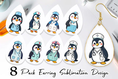 Earring Nurse Penguin Sublimation artnoy 