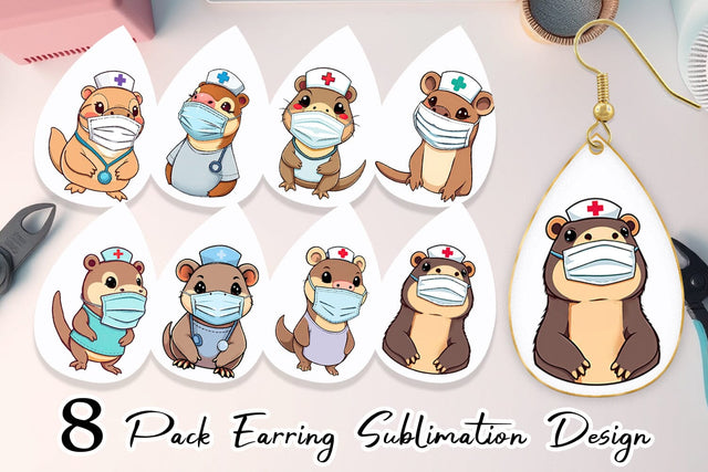 Earring Nurse Platypus Sublimation artnoy 