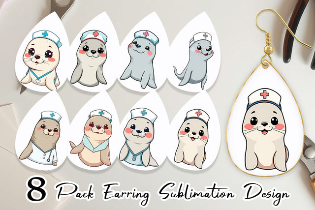 Earring Nurse Seal Sublimation artnoy 