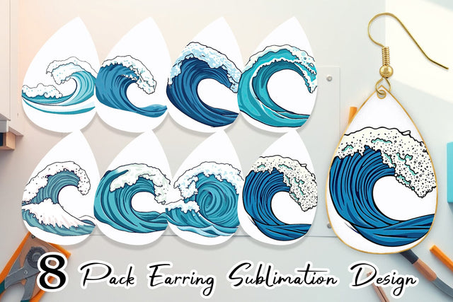 Earring Ocean Wave Sublimation artnoy 